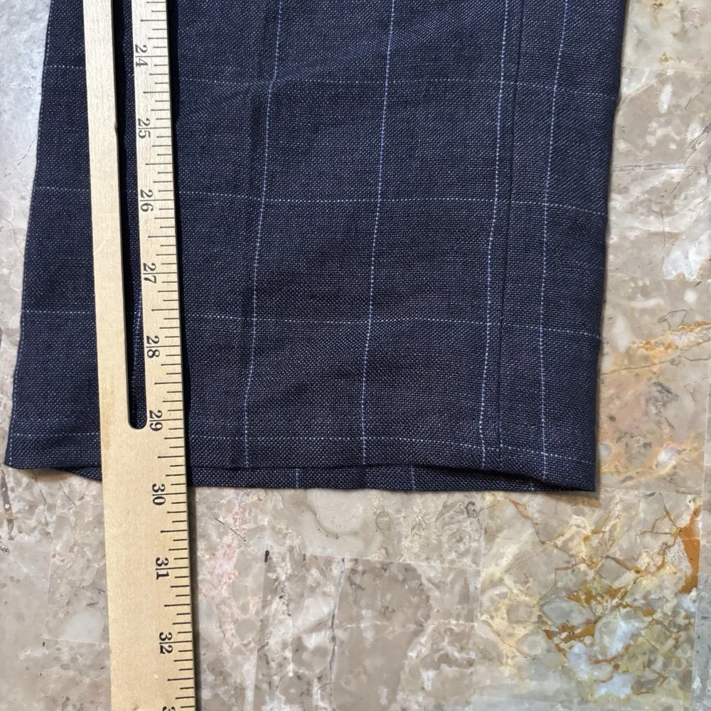 Murano Baird McNutt 100% Linen Pants Mens 30x30 Slim Fit Blue Windowpane Beach